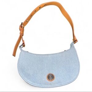 House of Harlow Stylish Light Blue and Tan Women's Bag